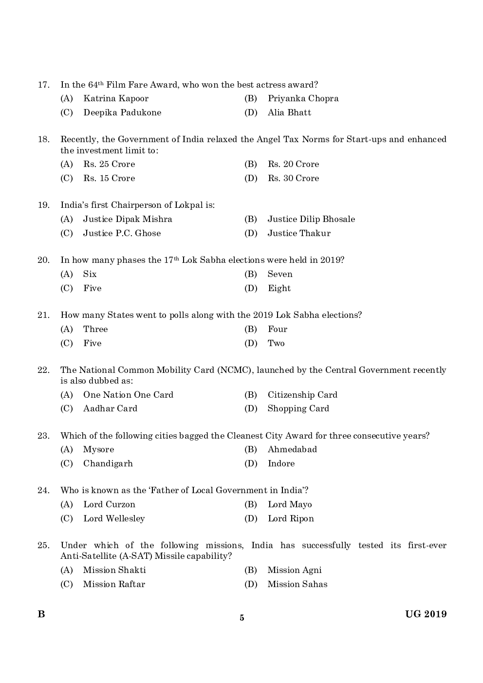 CLAT UG Previous Year Paper With Answer 2019 Paper-2 - Page 4