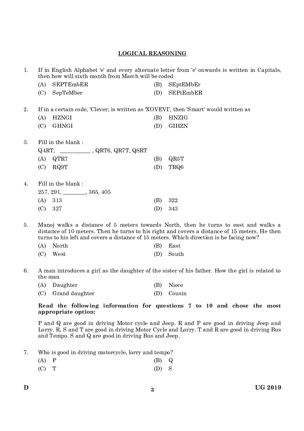 CLAT UG Previous Year Paper With Answer 2019 Paper-4 - Page 2