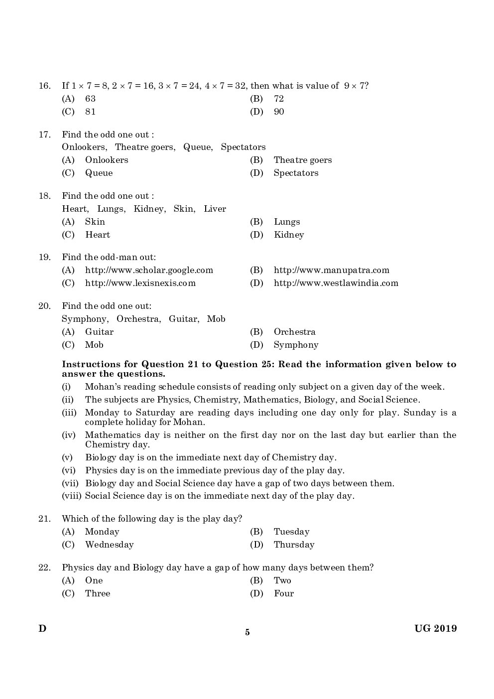 CLAT UG Previous Year Paper With Answer 2019 Paper-4 - Page 4