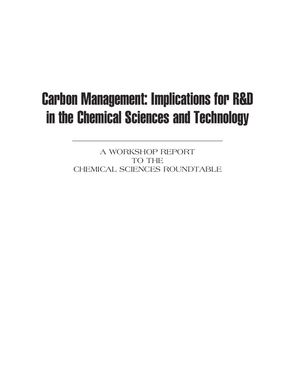 Carbon Management Implications For R&D In The Chemical Sciences And Technology - Page 2