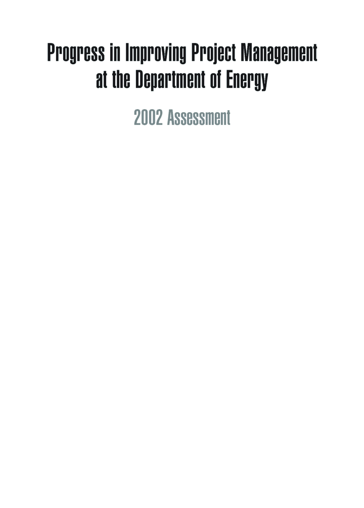 Progress In Improving Project Management At The Department Of Energy 2002 Assessment - Page 2