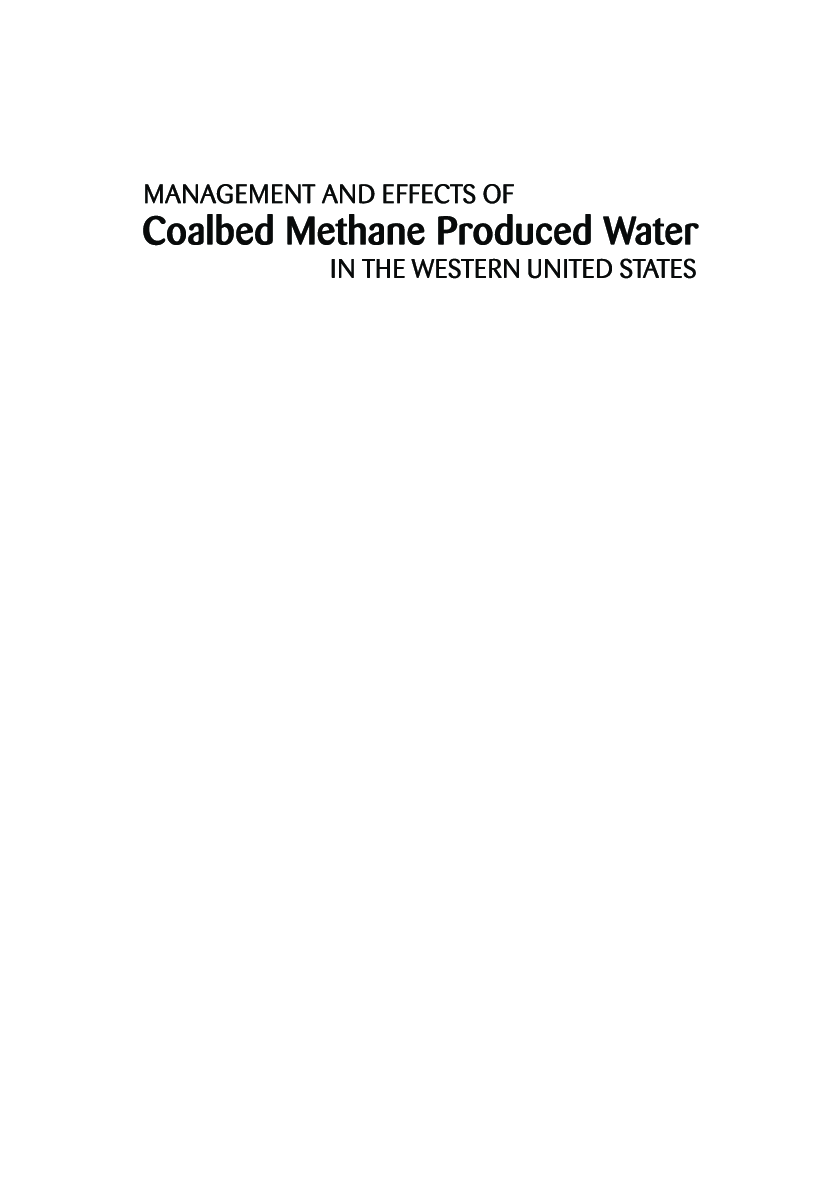 Management And Effects Of Coalbed Methane Produced Water In The Western United States - Page 2