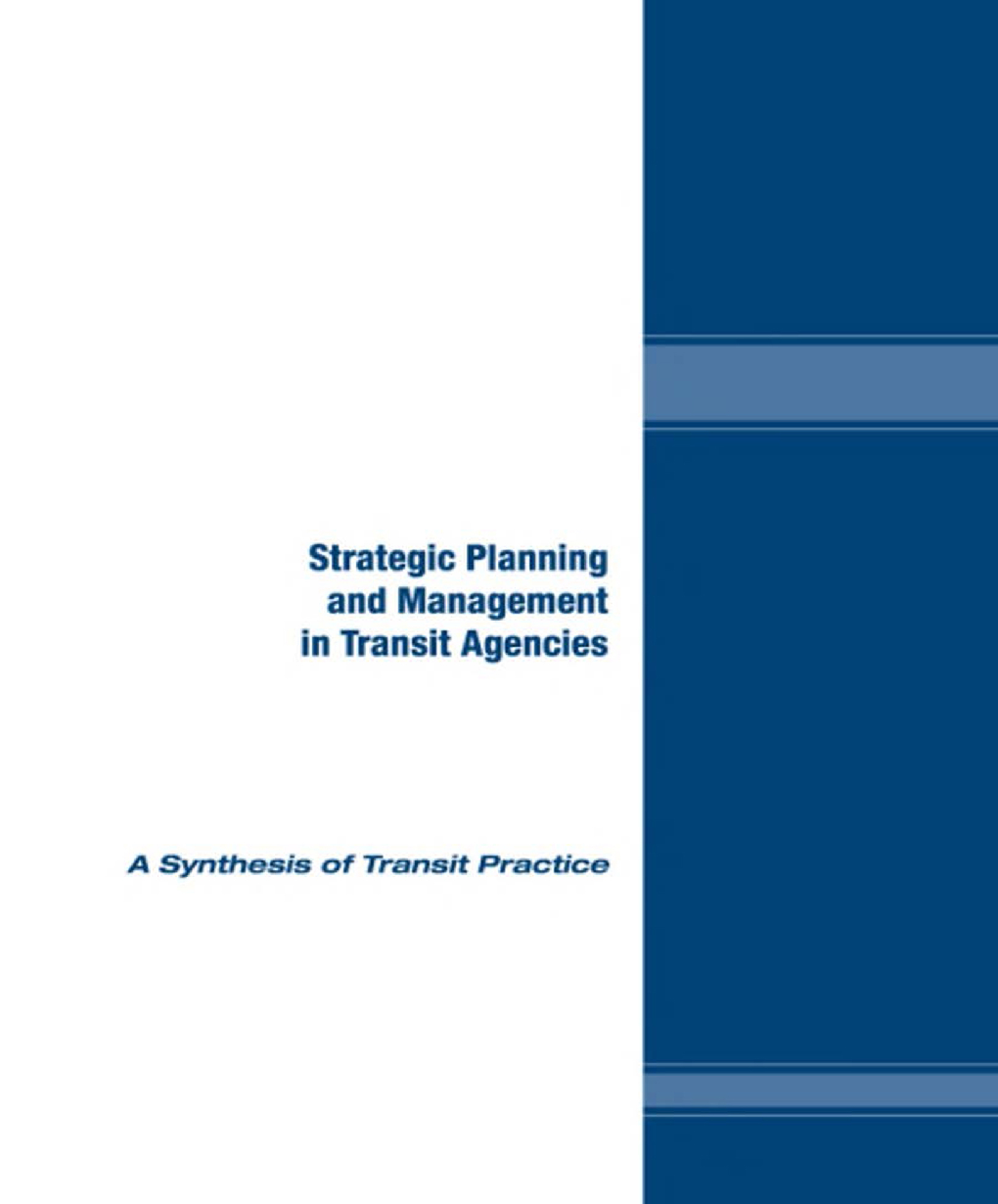Strategic Planning And Management In Transit Agencies - Page 1