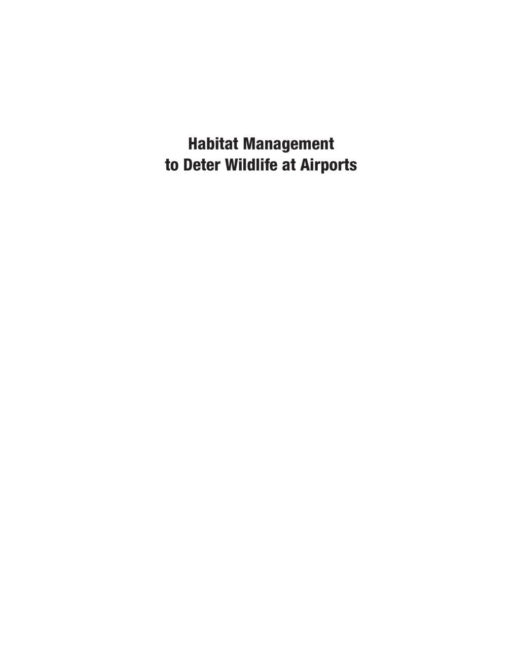 Habitat Management To Deter Wildlife At Airports - Page 2
