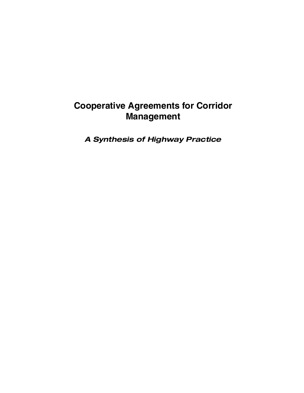Cooperative Agreements For Corridor Management: A Synthesis Of Highway Practice - Page 2