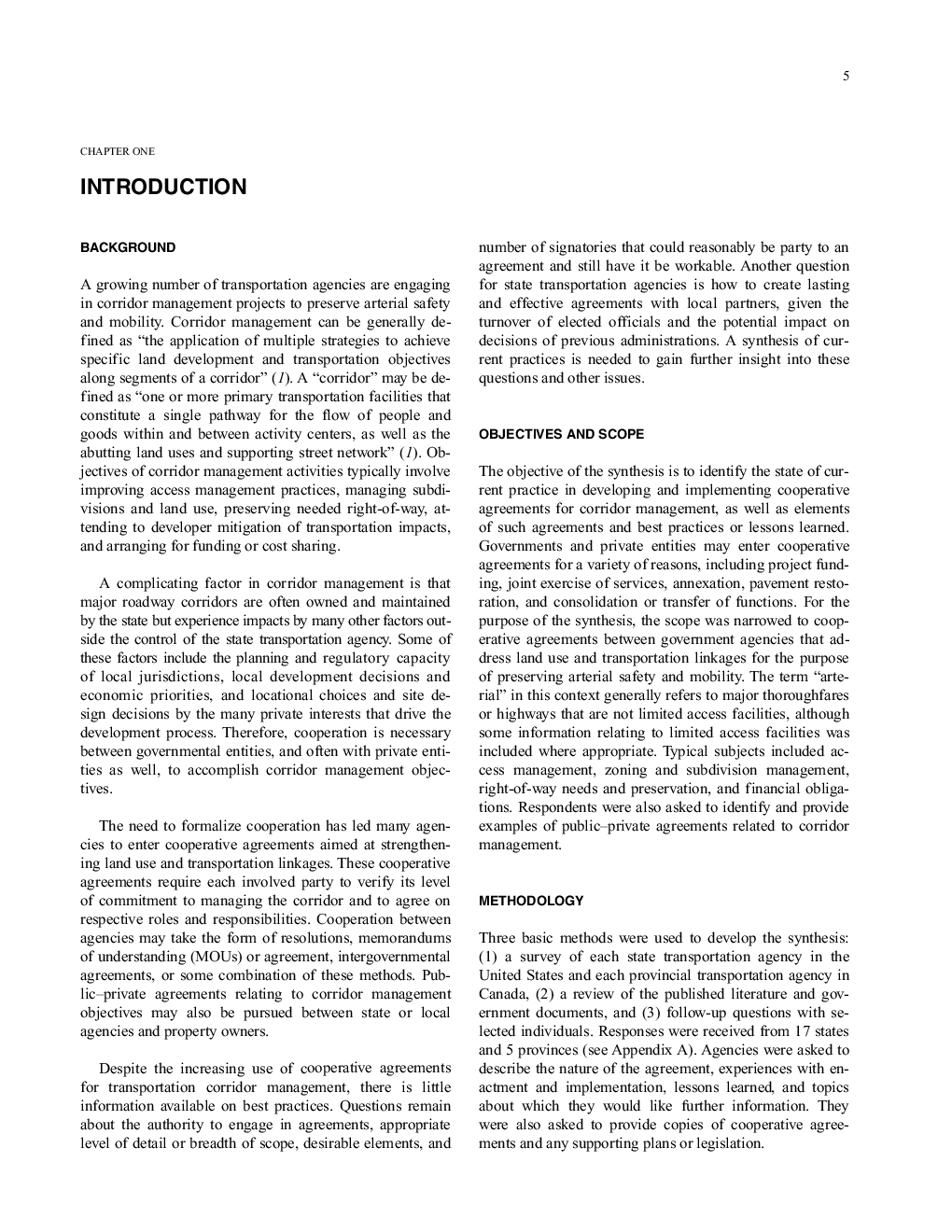 Cooperative Agreements For Corridor Management: A Synthesis Of Highway Practice - Page 4