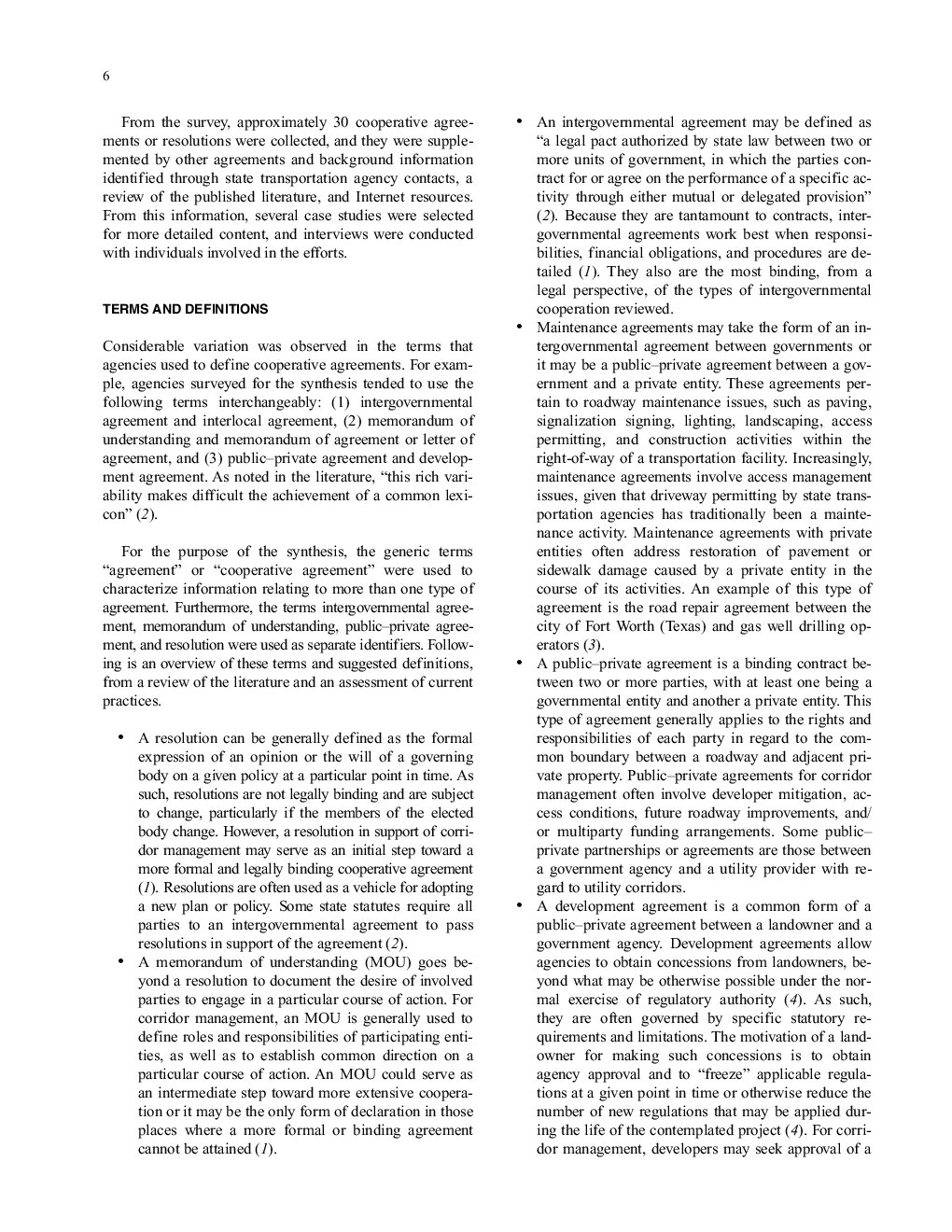 Cooperative Agreements For Corridor Management: A Synthesis Of Highway Practice - Page 5