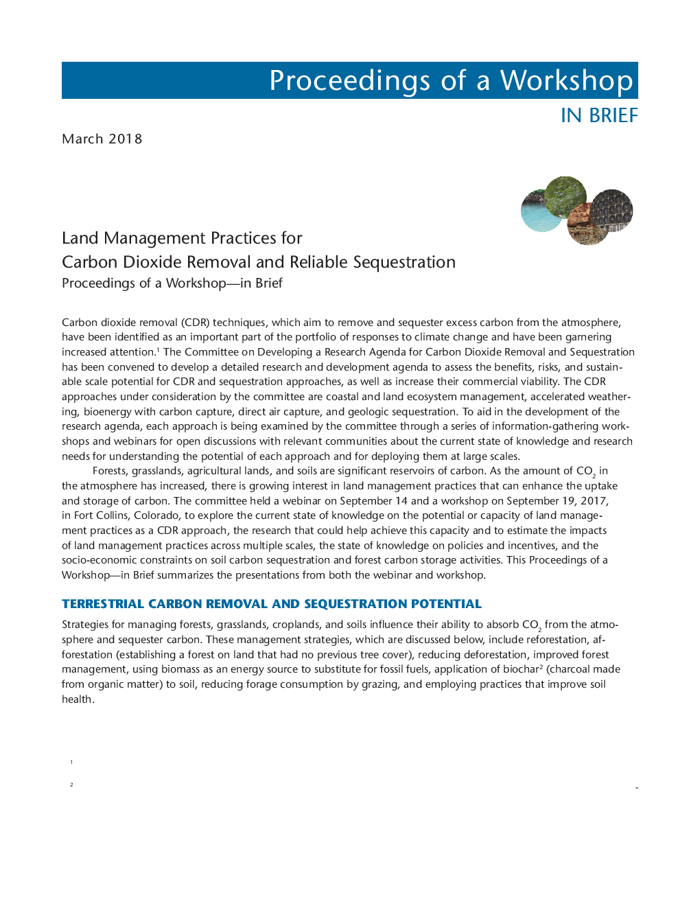 Land Management Practices For Carbon Dioxide Removal And Rellable Sequestration Proceedings Of A Workshop In Brief (2018) - Page 3