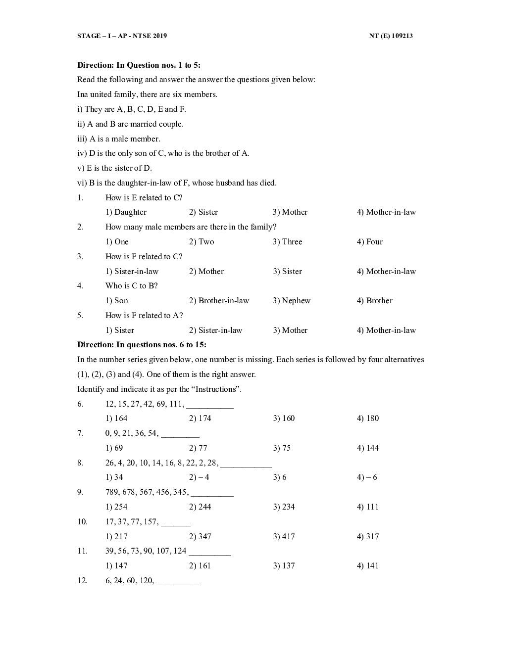 NTSE Stage I Andhra Pradesh MAT 2019-20 (Solved Paper) - Page 3