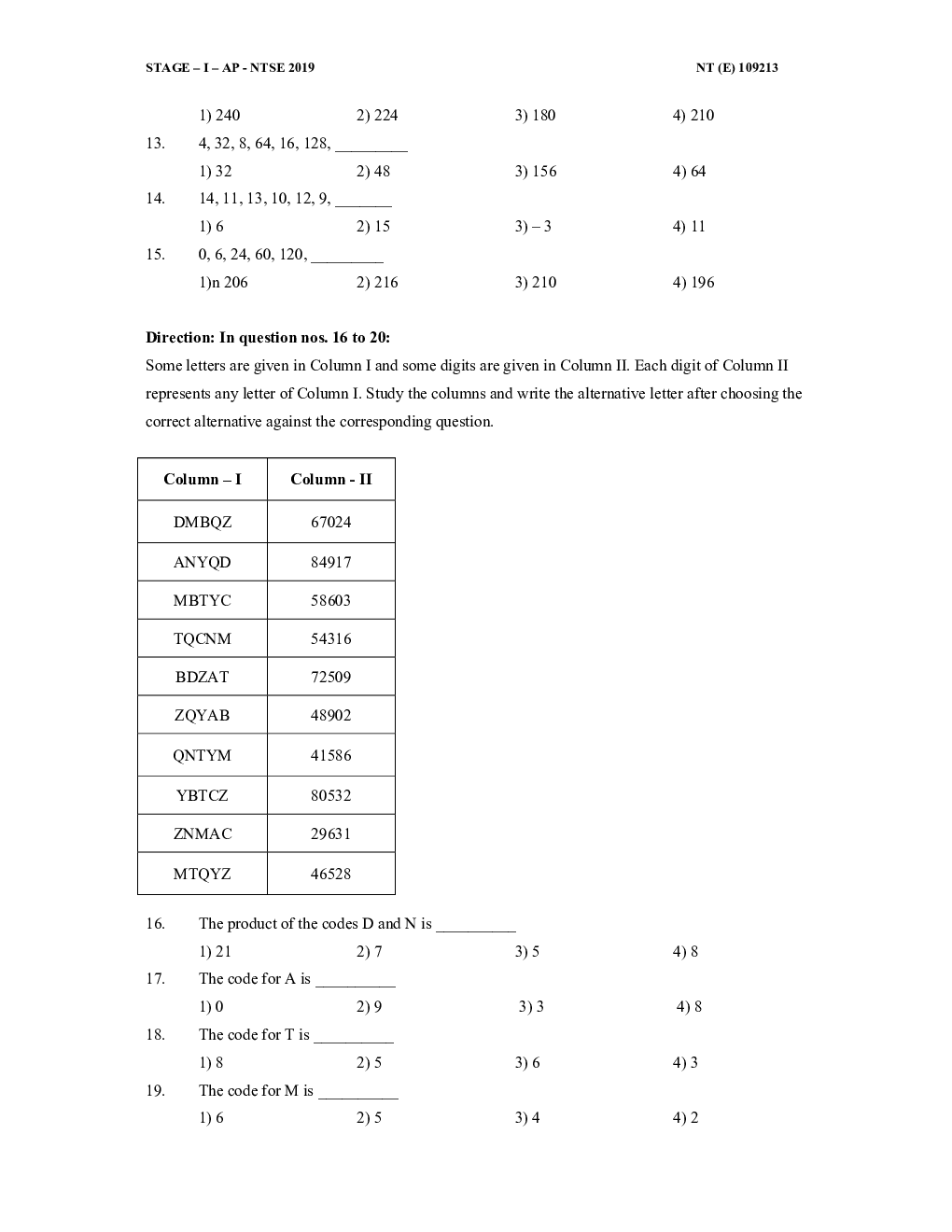 NTSE Stage I Andhra Pradesh MAT 2019-20 (Solved Paper) - Page 4