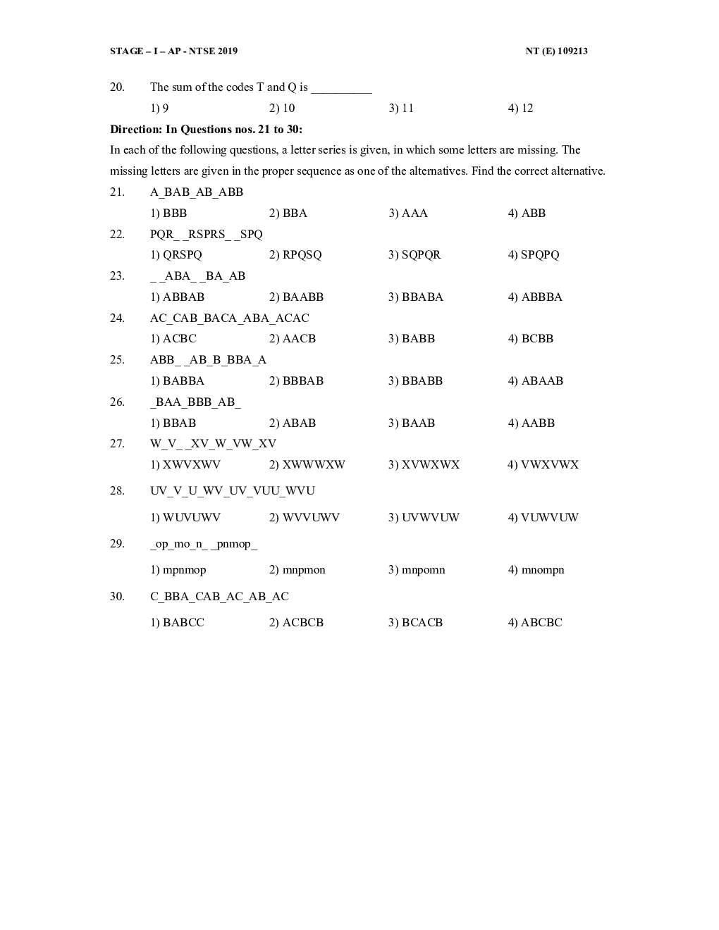 NTSE Stage I Andhra Pradesh MAT 2019-20 (Solved Paper) - Page 5