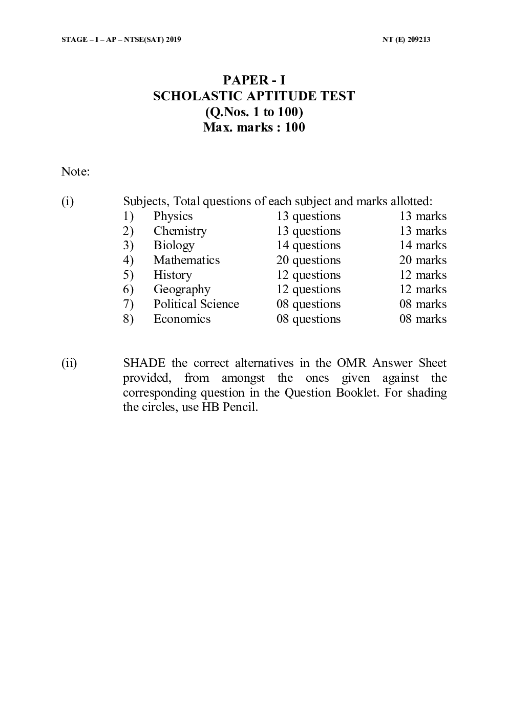 NTSE Stage I Andhra Pradesh SAT 2019-20 (Solved Paper) - Page 2