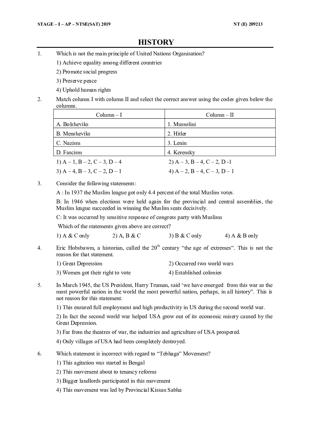 NTSE Stage I Andhra Pradesh SAT 2019-20 (Solved Paper) - Page 3