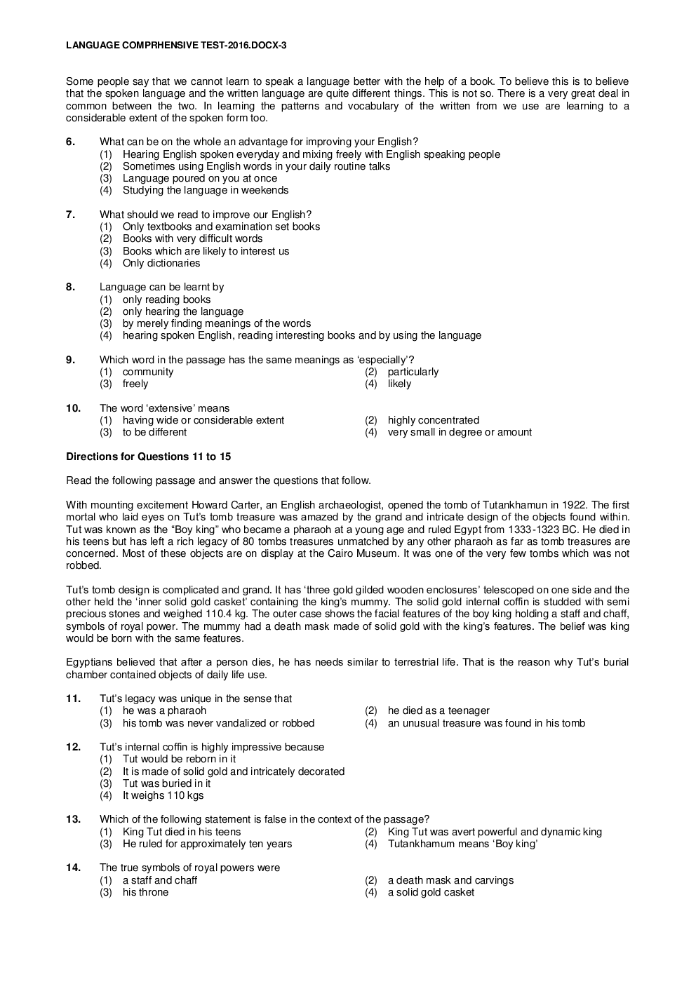 NTSE Stage I Chandigarh Language 2016-17 (Solved Paper) - Page 3