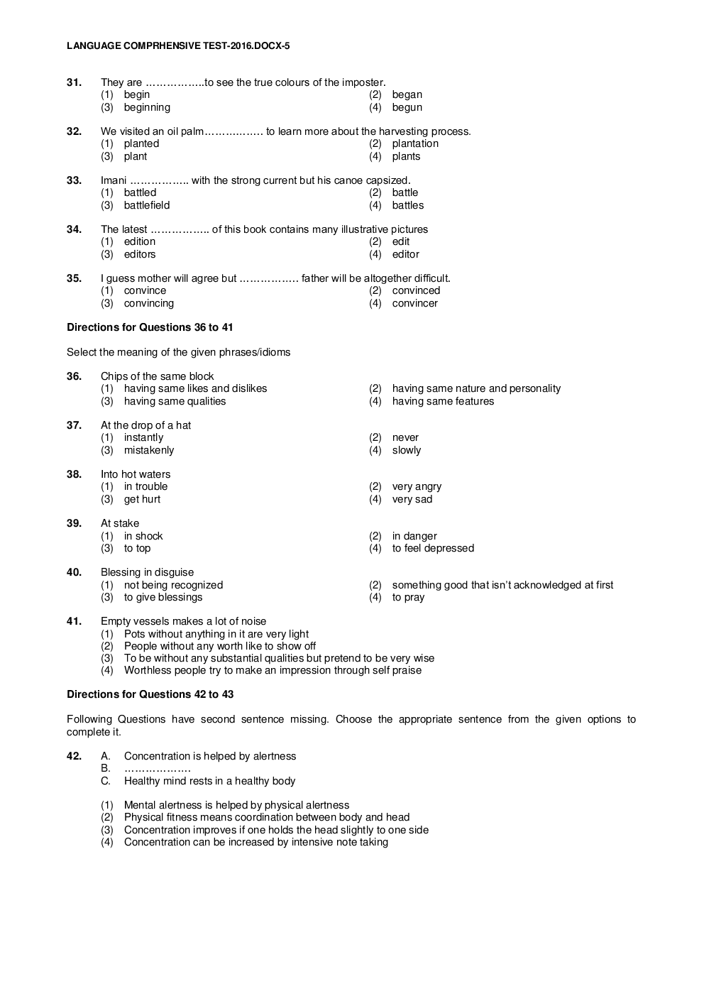 NTSE Stage I Chandigarh Language 2016-17 (Solved Paper) - Page 5