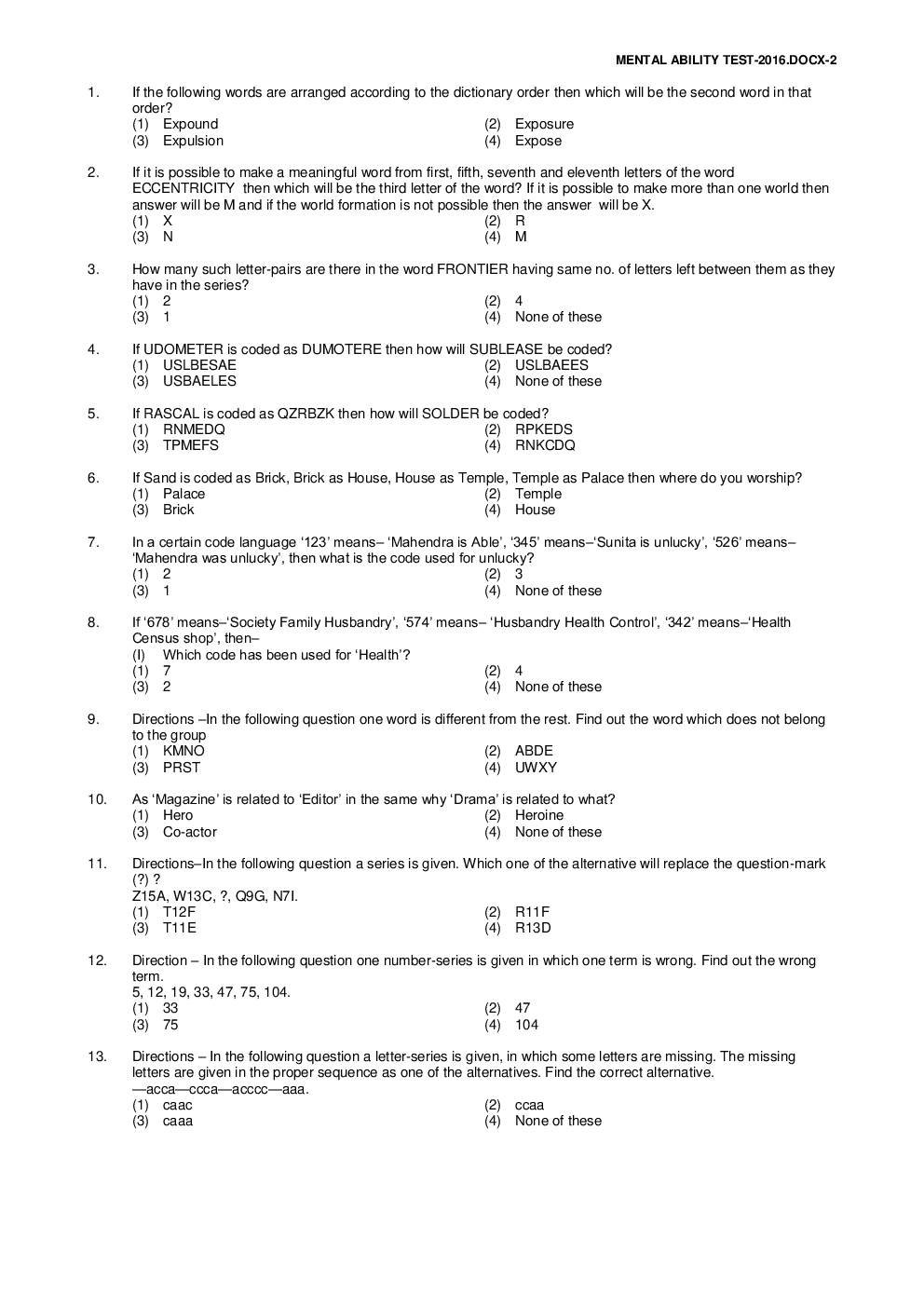 NTSE Stage I Chandigarh MAT 2016-17 (Solved Paper) - Page 3