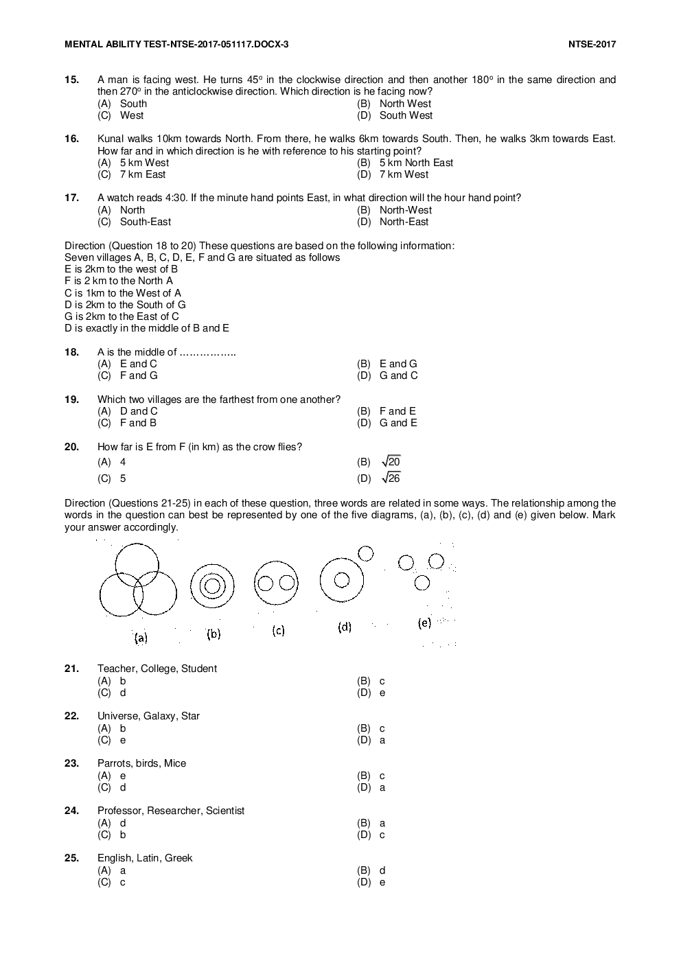 NTSE Stage I Chandigarh MAT 2017-18 (Solved Paper) - Page 3