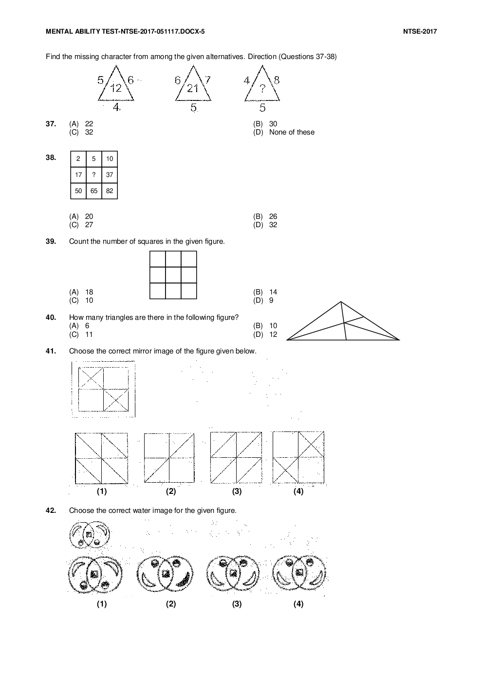 NTSE Stage I Chandigarh MAT 2017-18 (Solved Paper) - Page 5