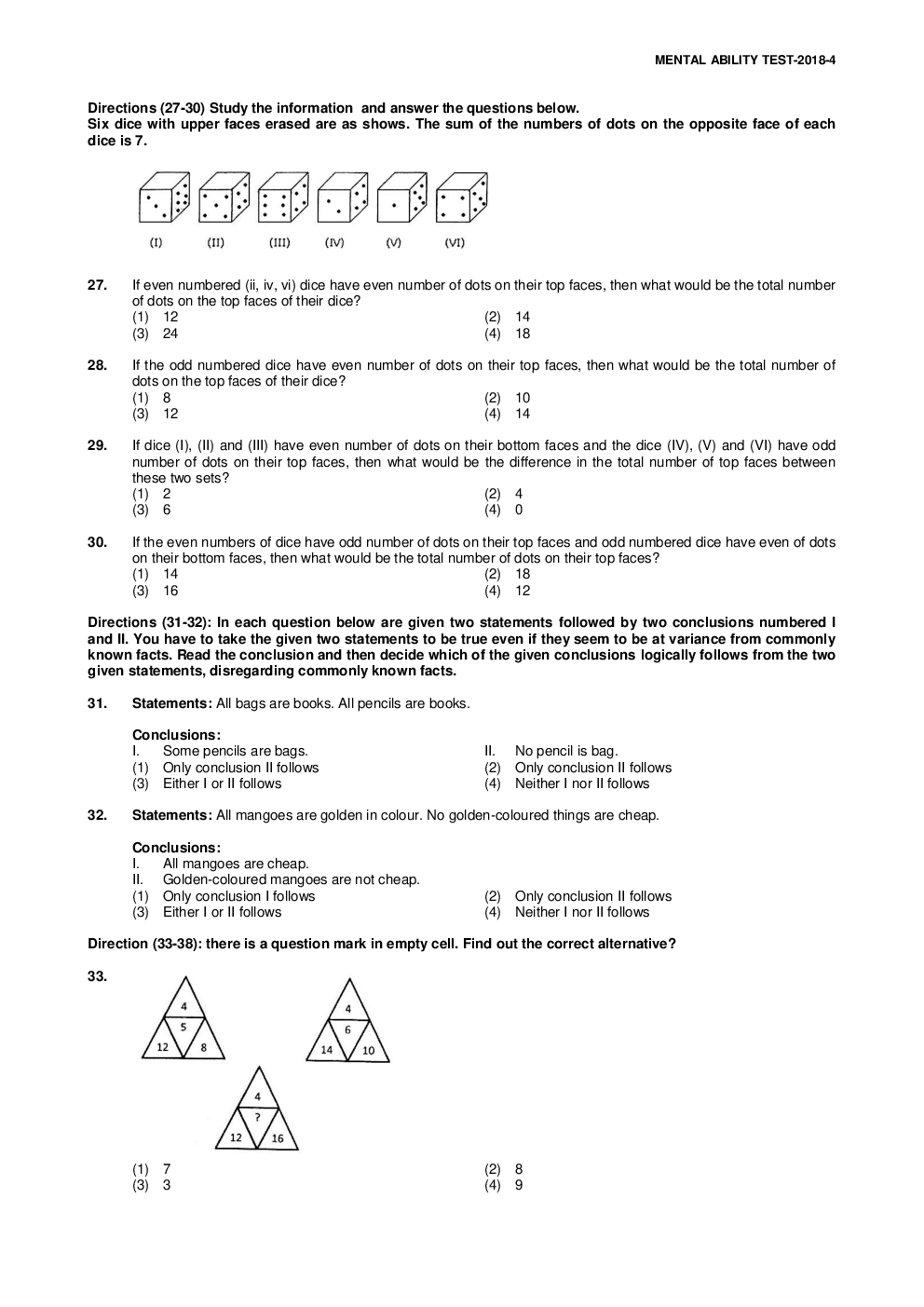 NTSE Stage I Chandigarh MAT 2018-19 (Solved Paper) - Page 4