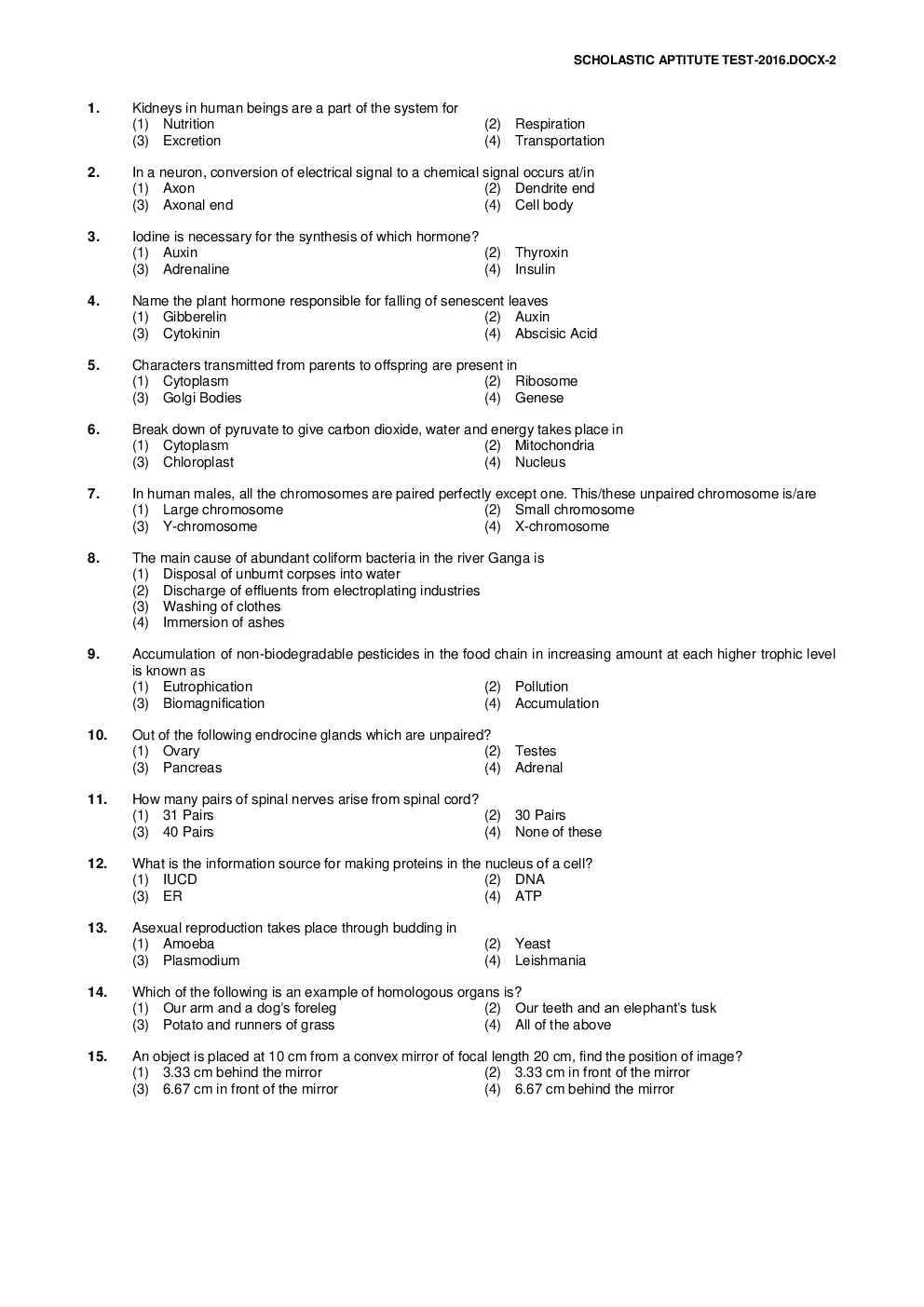 NTSE Stage I Chandigarh SAT 2016-17 (Solved Paper) - Page 3