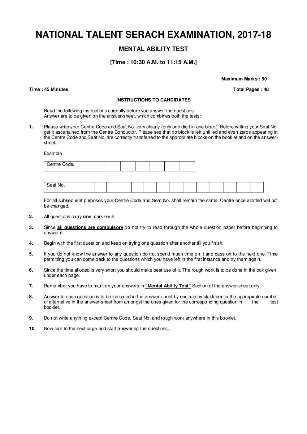 NTSE Stage I Maharashtra MAT 2017-18 (Solved Paper) - Page 2