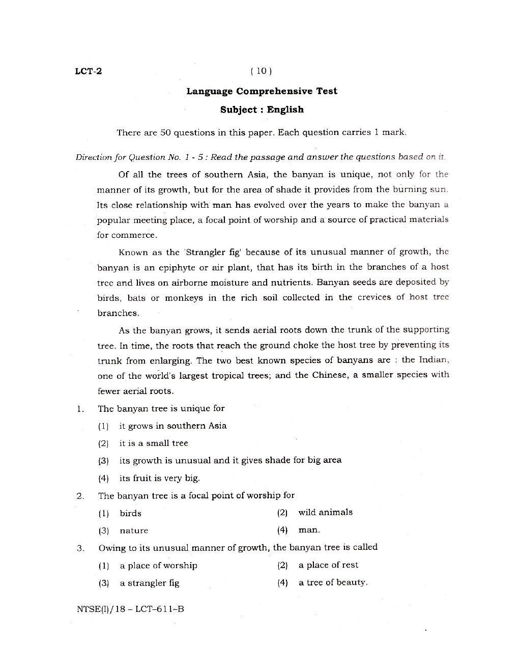 NTSE Stage I Rajasthan SAT, MAT, Language 2017-18 (Solved Paper) - Page 2
