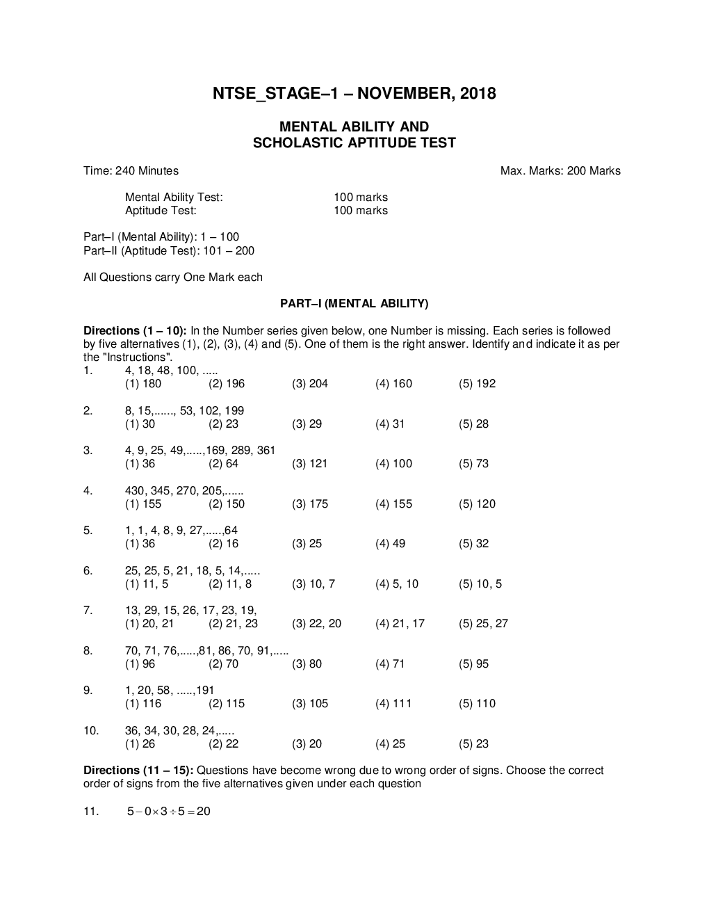 NTSE Stage I Telangana SAT & MAT 2018-19 (Solved Paper) - Page 2