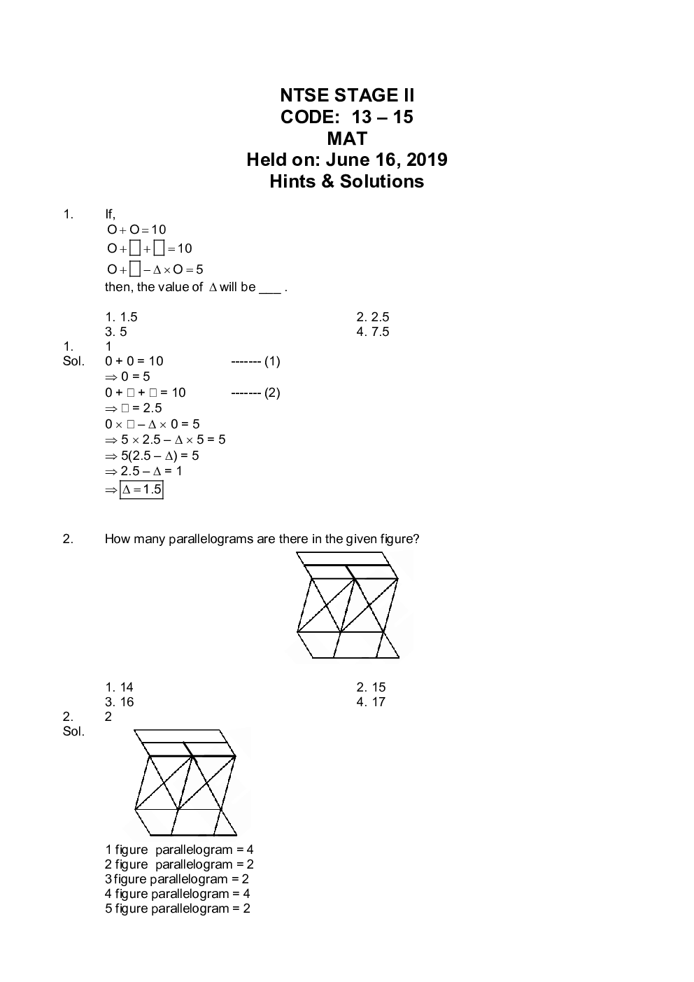 NTSE Stage II MAT 2018-19 (Solved Paper) - Page 2