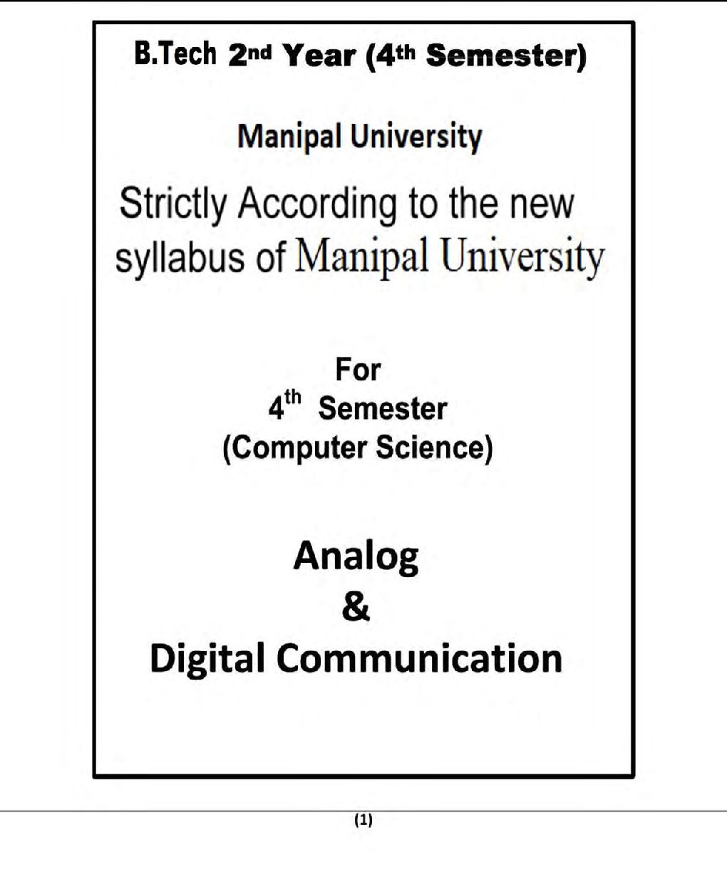 Analog & Digital Communication For Manipal University B.Tech 4th Sem Computer Science Engineering - Page 2