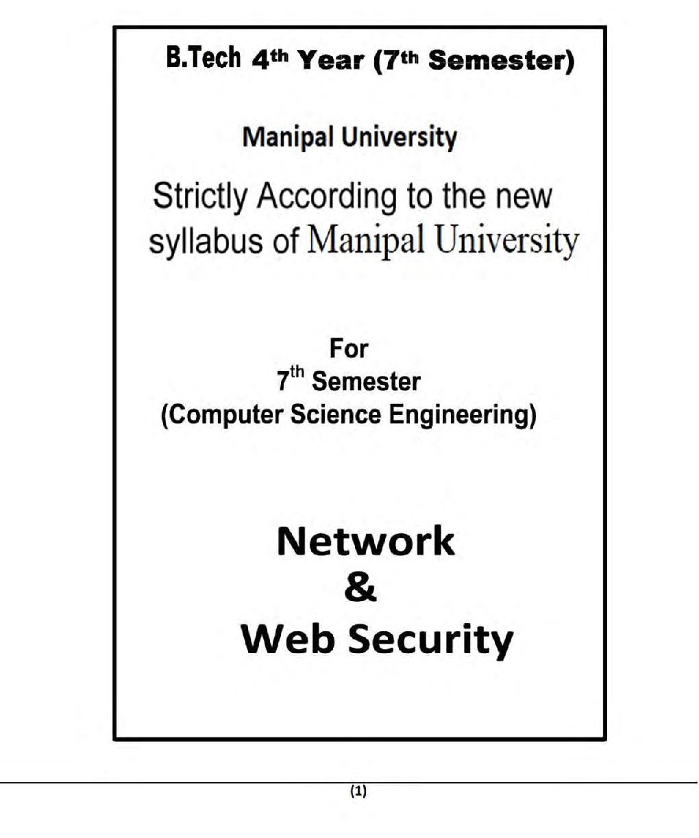Network & Web Security For Manipal University B.Tech 7th Sem Computer Science Engineering - Page 2
