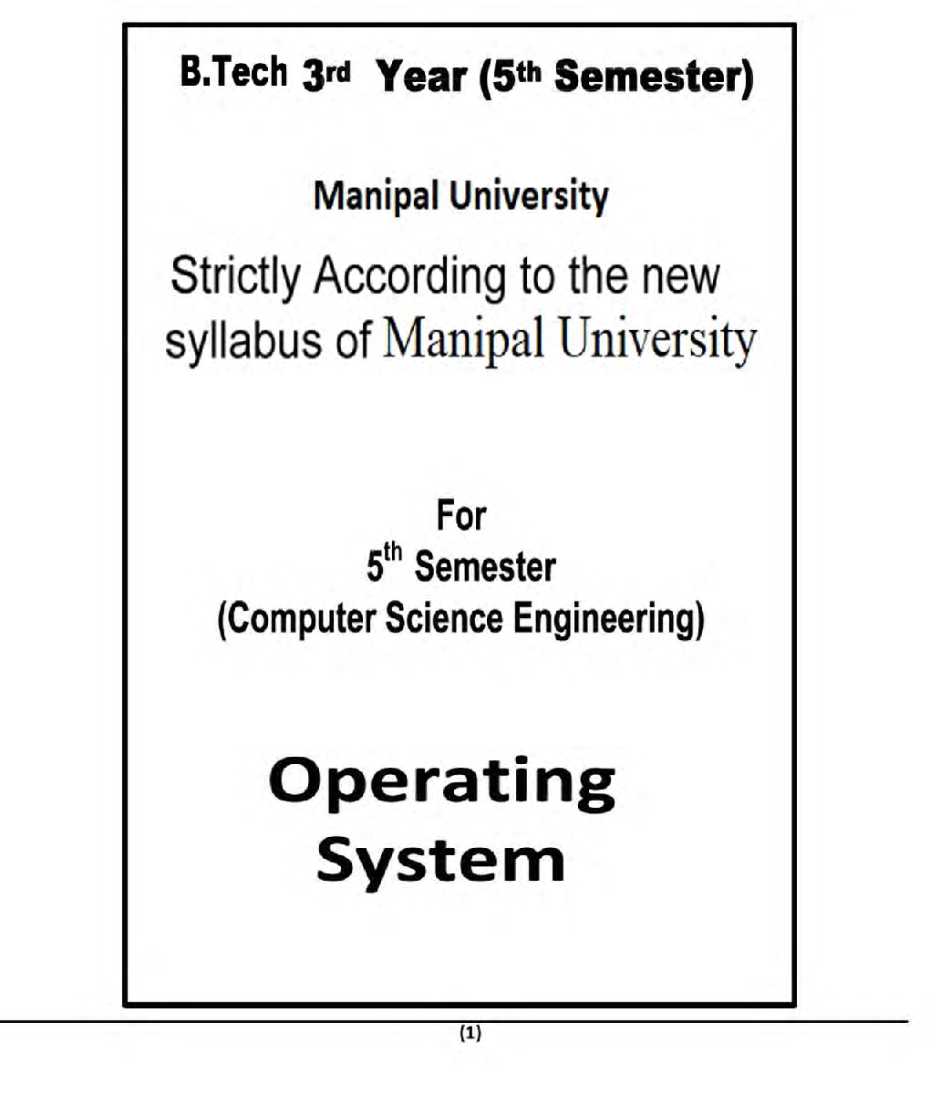 Operating System For Manipal University B.Tech 5th Sem Computer Science Engineering - Page 2