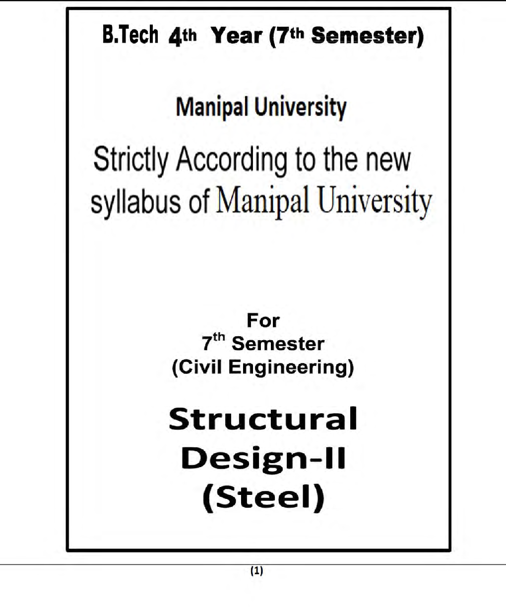 Structural Design-II (Steel) For Manipal University B.Tech 7th Sem Civil Engineering - Page 2