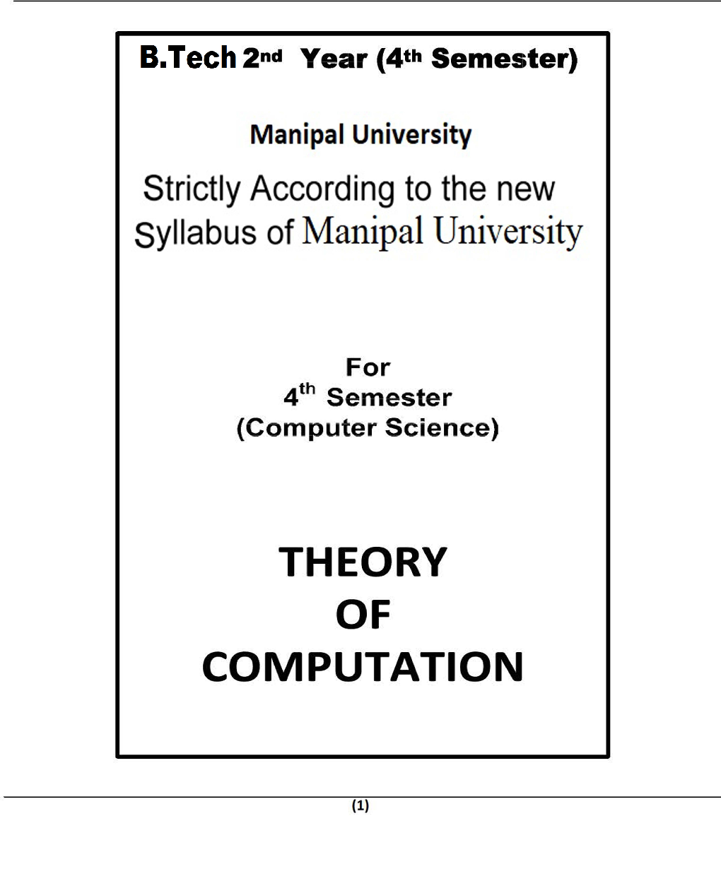 Theory Of Computation For Manipal University B.Tech 4th Sem Computer Science Engineering - Page 2