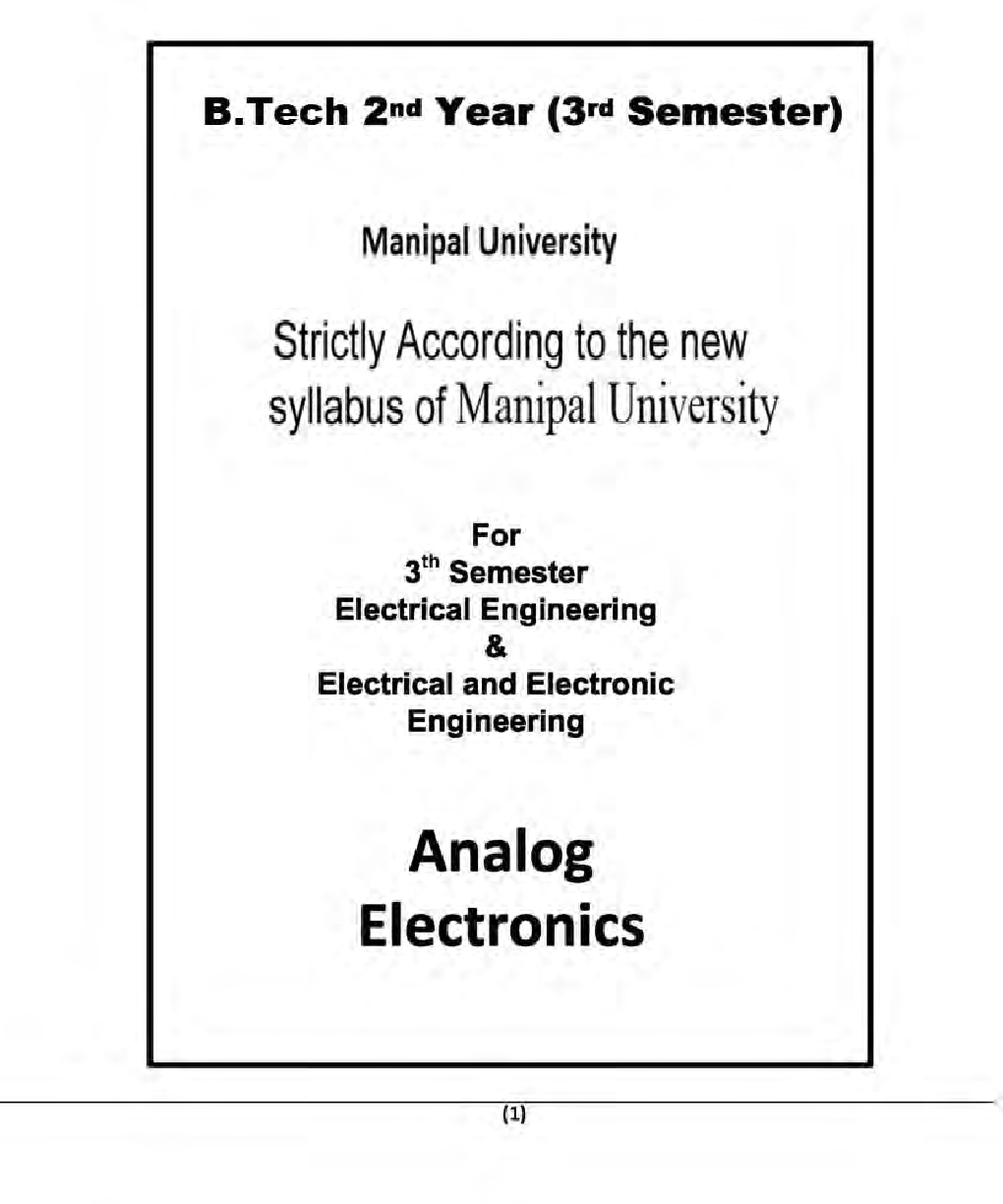 Analog Electronics For Manipal University B.Tech 3rd Sem Electrical & Electronic Engineering - Page 2