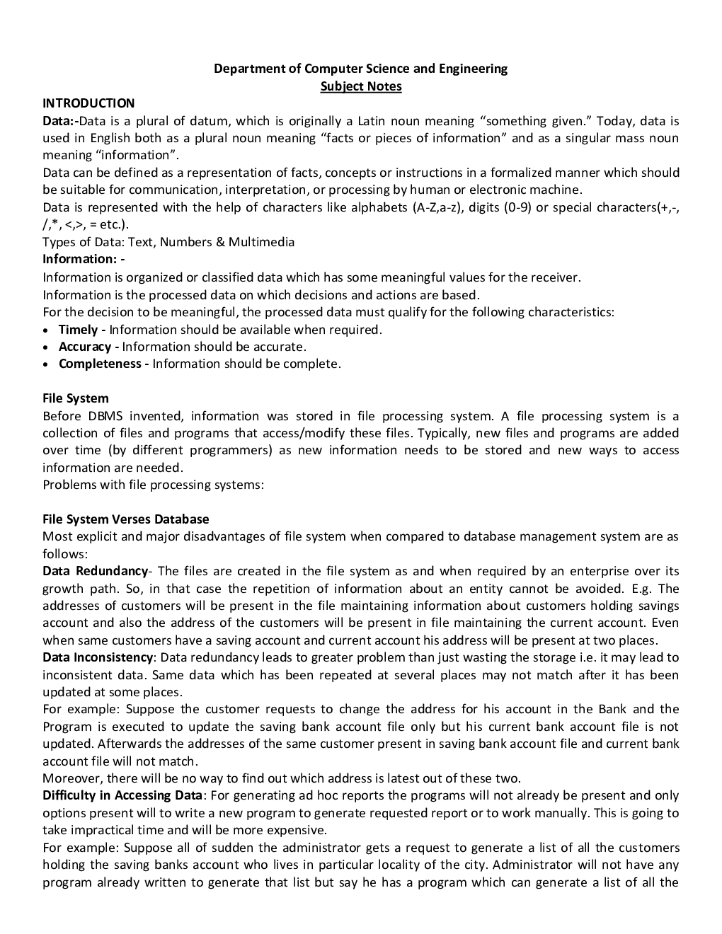 Database Management System For Manipal University B.Tech 3rd Sem Computer Science Engineering - Page 2