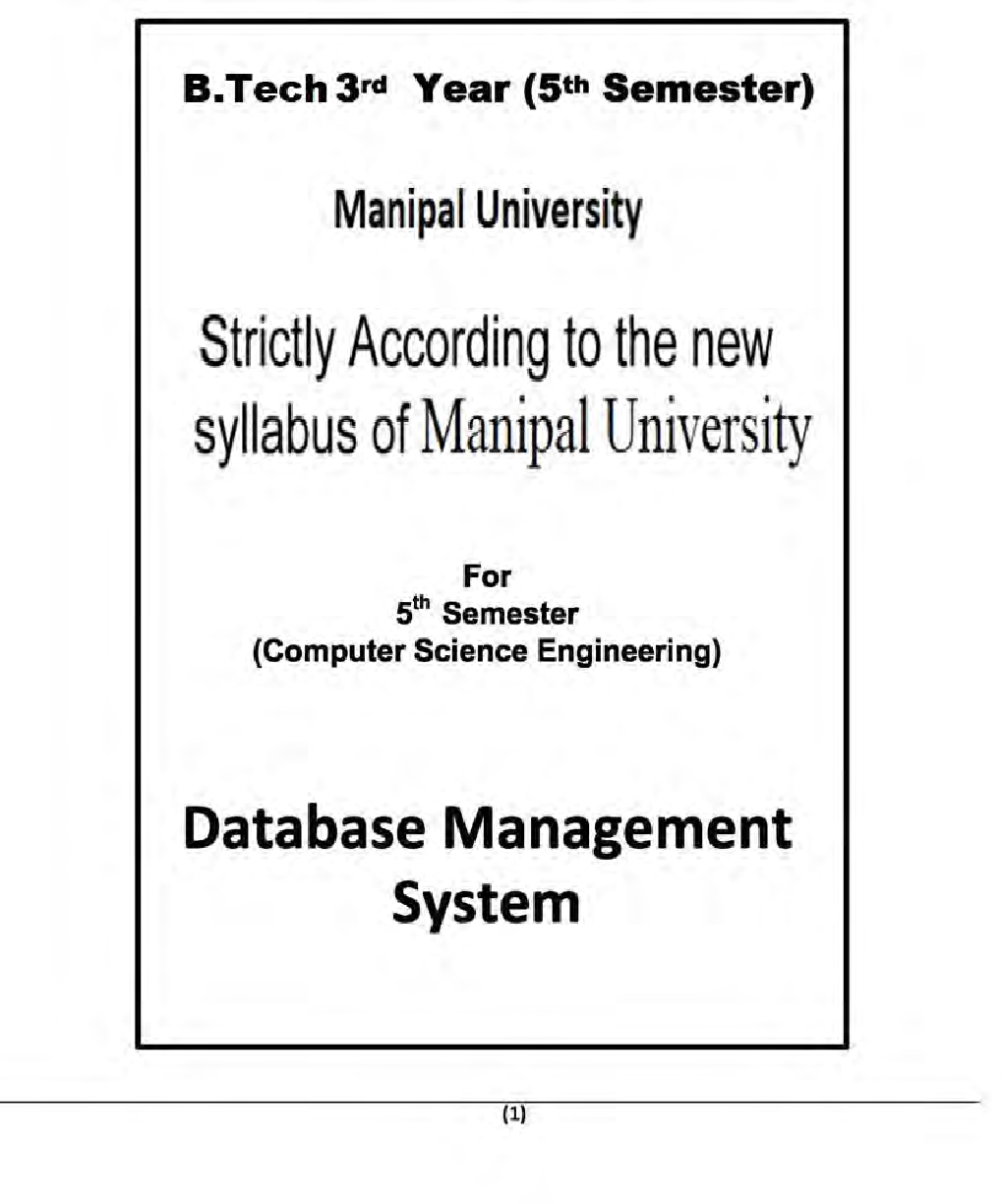 Database Management System For Manipal University B.Tech 5th Sem Computer Science Engineering - Page 2