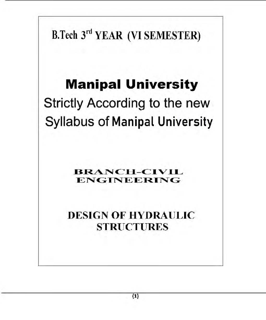 Design Of Hydraulic Structures For Manipal University B.Tech 6th Sem Civil Engineering - Page 2