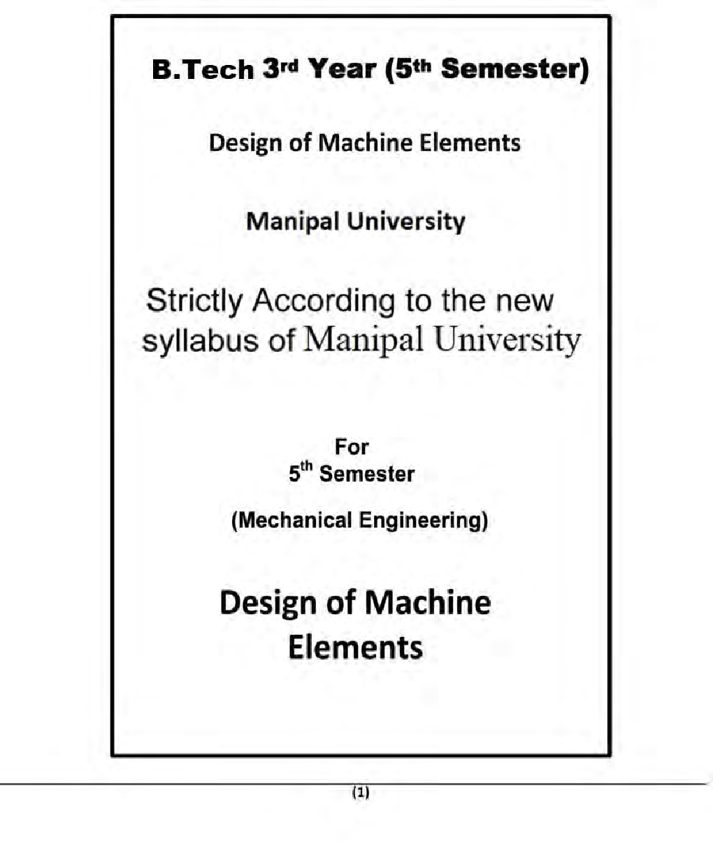 Design Of Machine Elements For Manipal University B.Tech 5th Sem Mechanical Engineering - Page 2