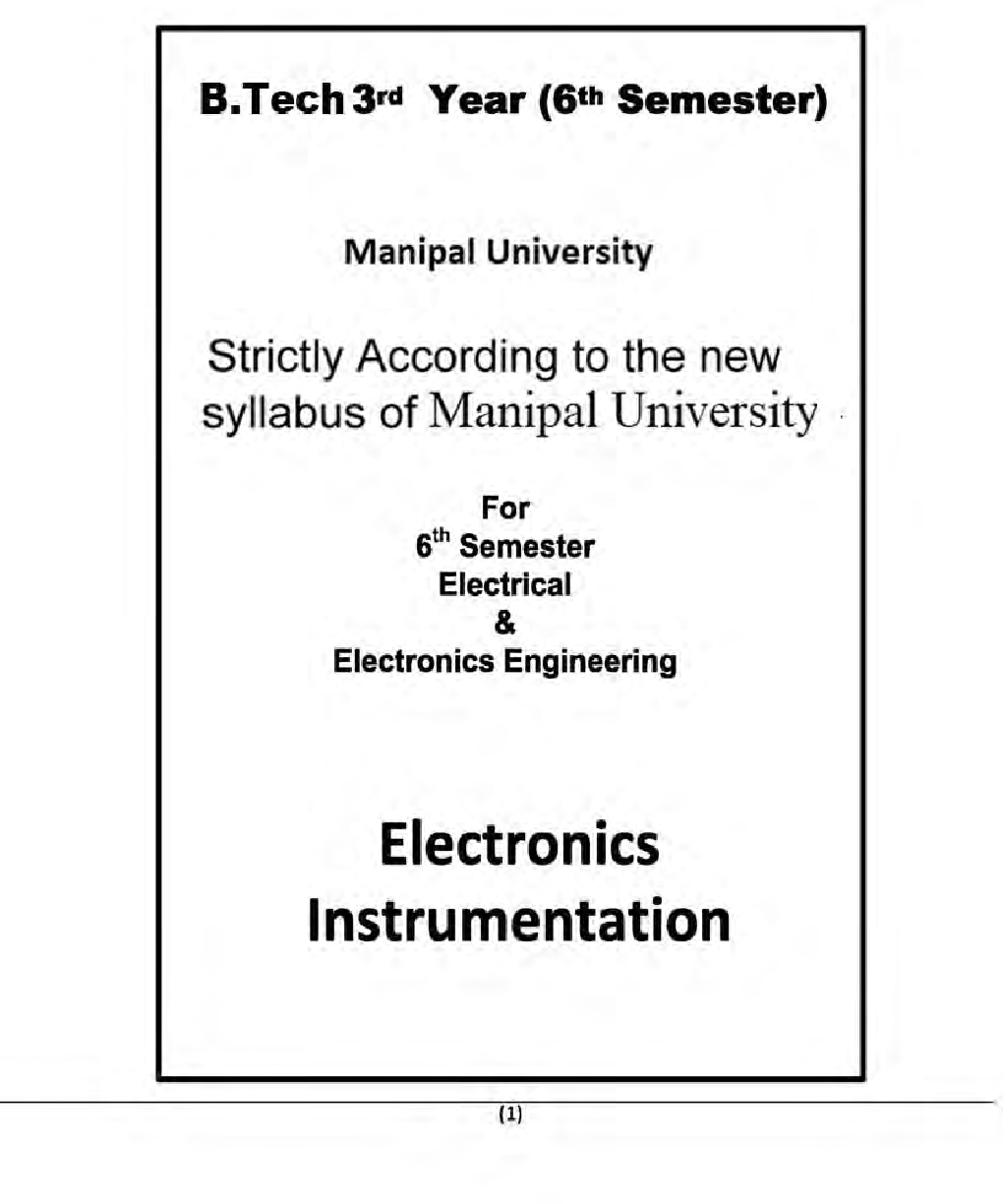 Electronics Instrumentation For Manipal University B.Tech 6th Sem Electrical & Electronic Engineering - Page 2