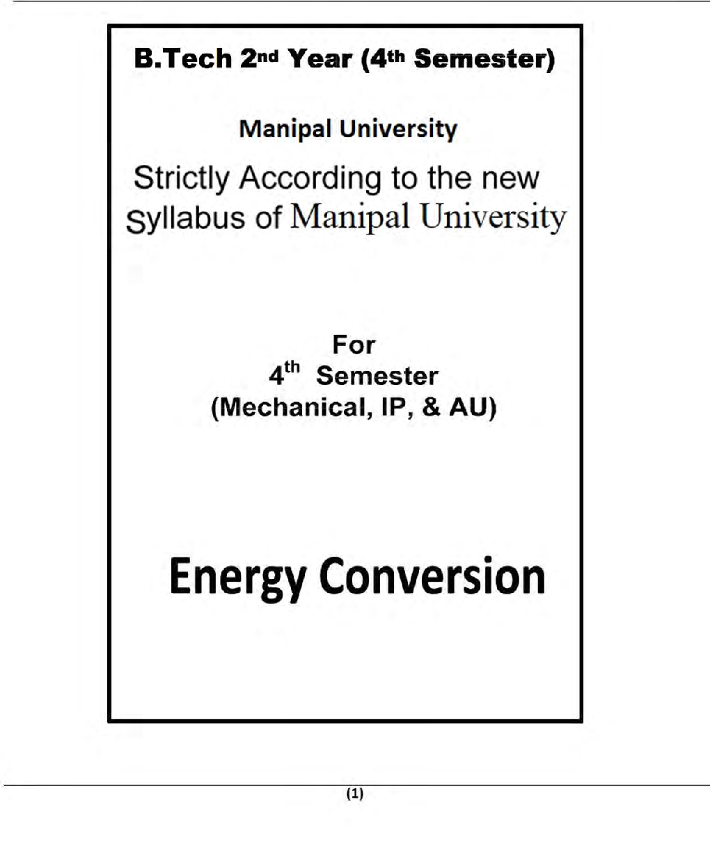 Energy Conversion For Manipal University B.Tech 4th Sem Mechanical Engineering - Page 2