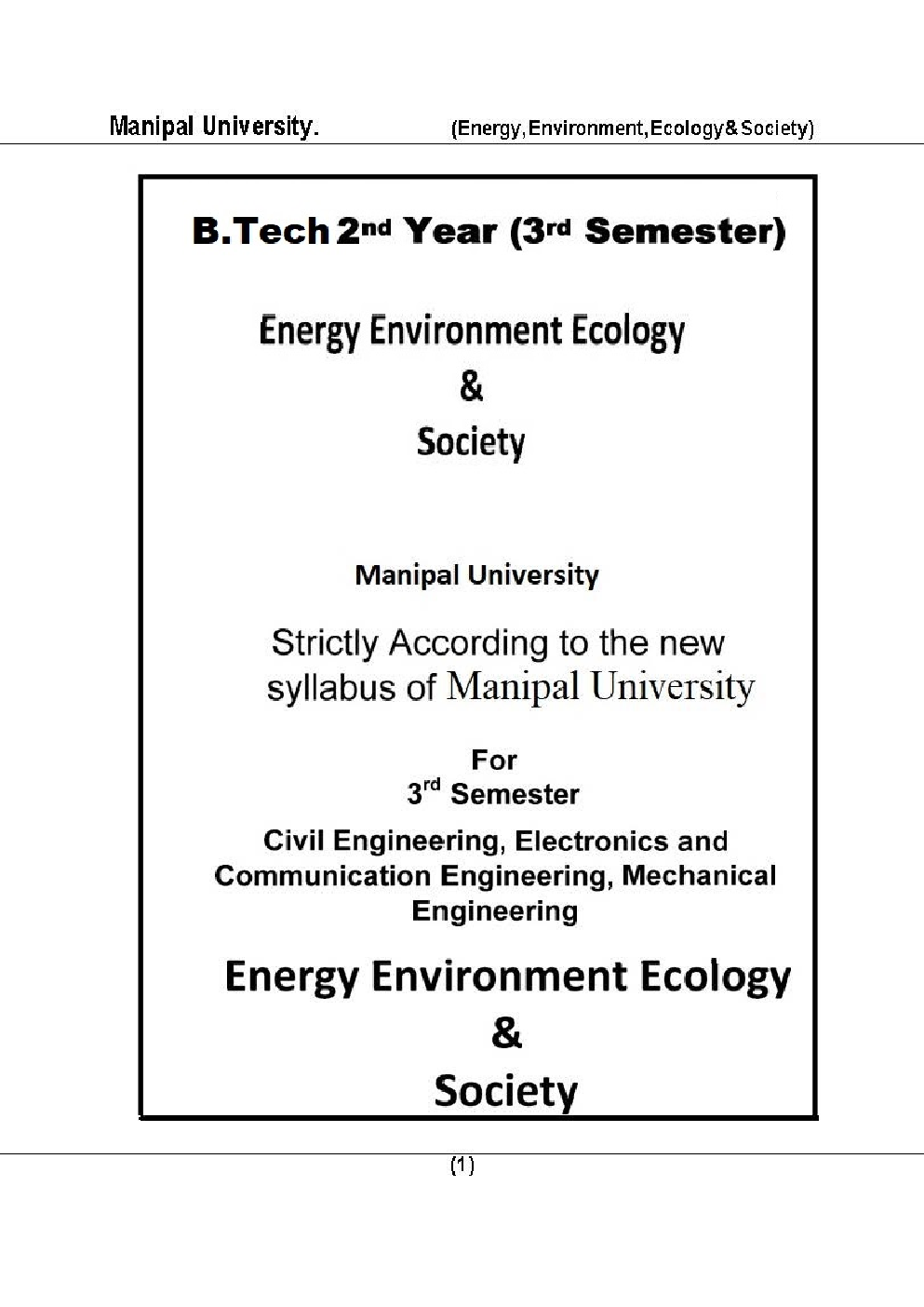 Energy, Environment, Ecology & Society For Manipal University B.Tech 3rd sem  - Page 2