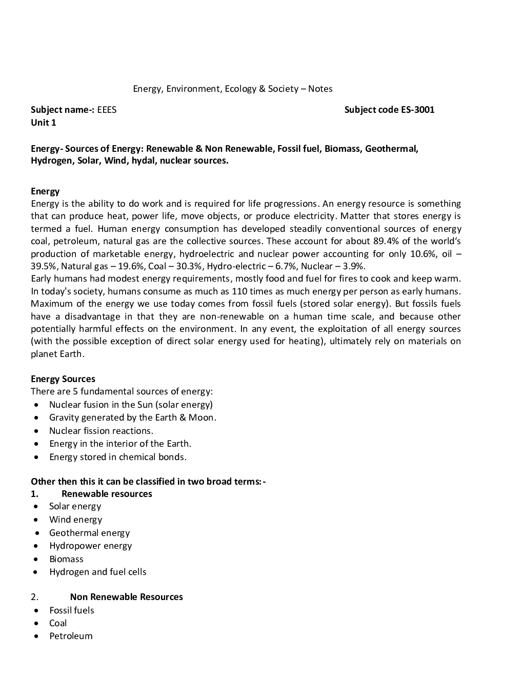 Energy, Environment, Ecology & Society  For Manipal University B.Tech 4th sem Environmental Sciences Engineering - Page 2