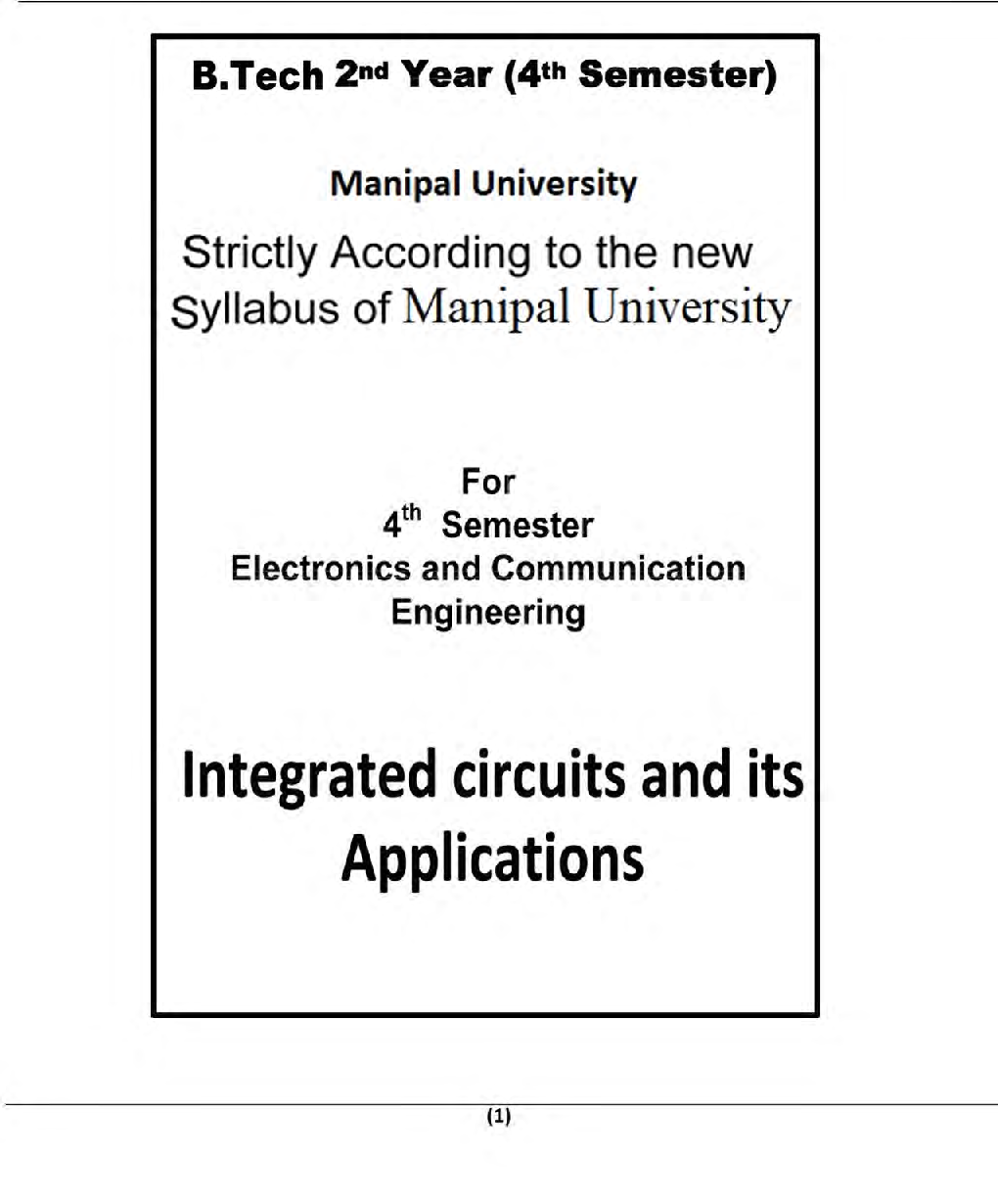 Integrated Circuits & Its Applications For Manipal University B.Tech 4th Sem Electronics Communication Engineering - Page 2