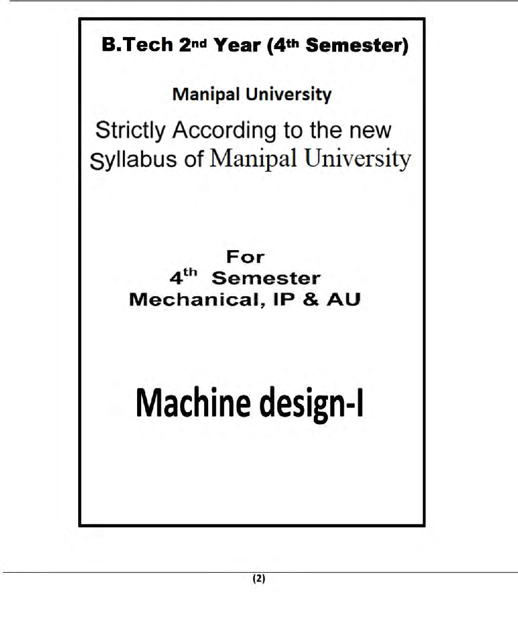 Machine Design-I For Manipal University B.Tech 4th Sem Mechanical Engineering - Page 2