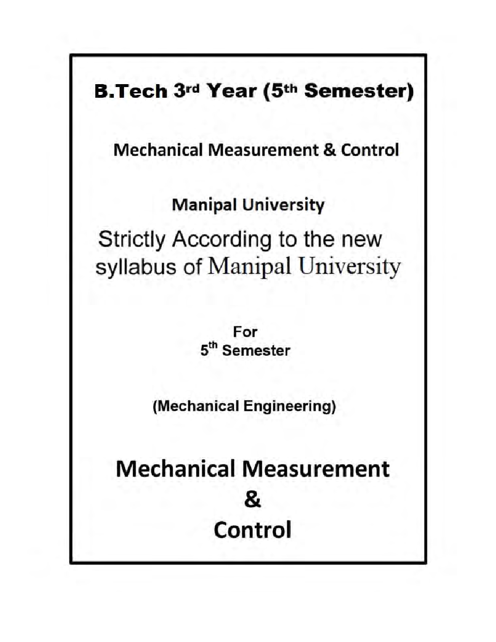 Mechanical Measurement & Control For Manipal University B.Tech 5th Sem Mechanical Engineering - Page 2