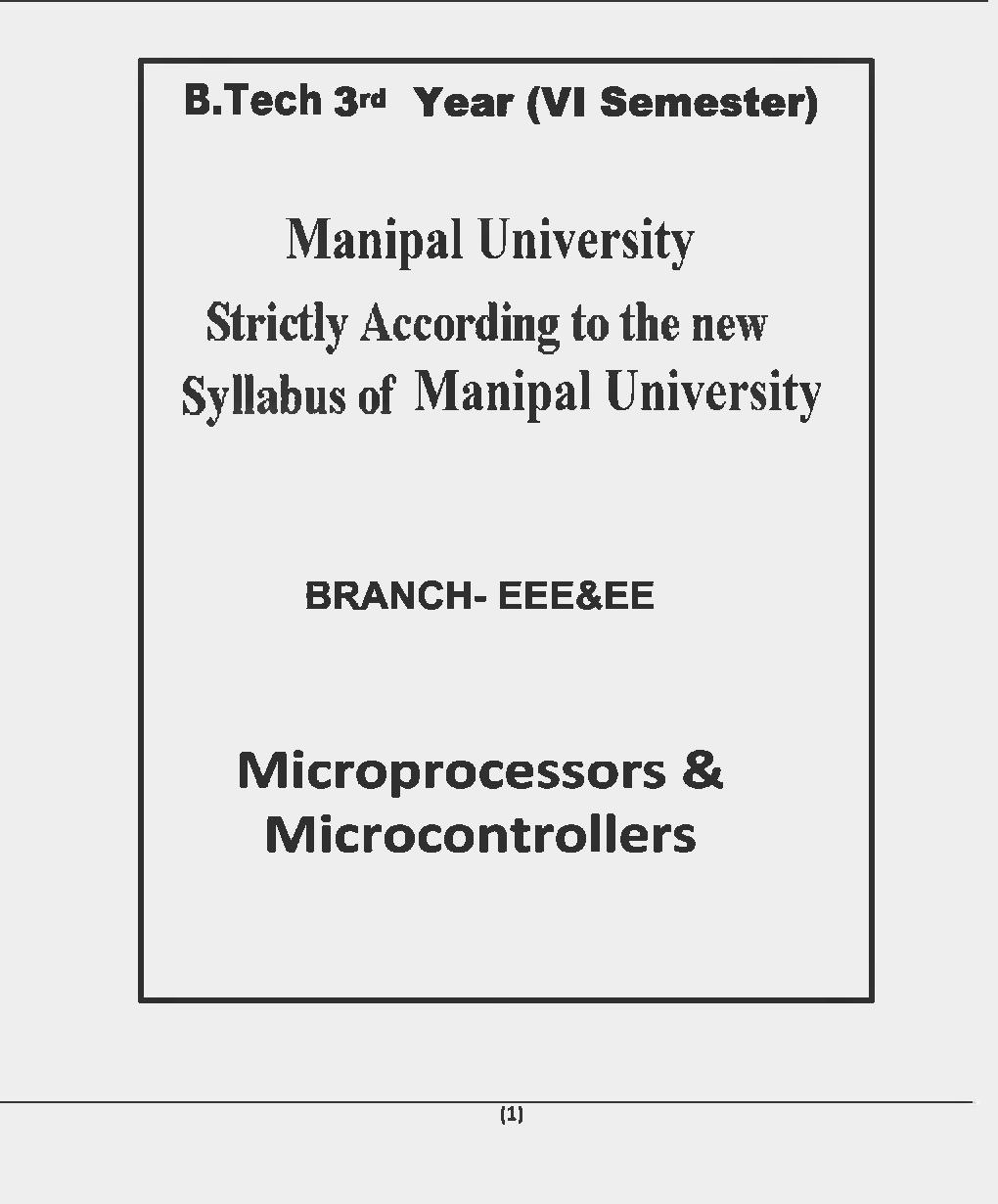 Download Manipal University Microprocessors & Microcontrollers B.Tech