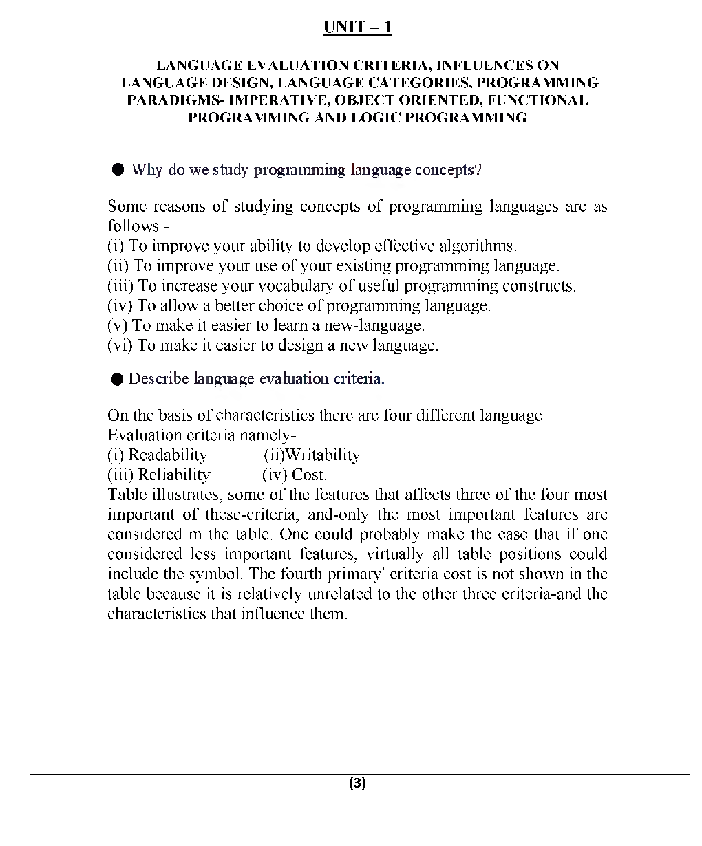 Principles Of Programming Languages For Manipal University B.Tech 6th Sem Computer Science Engineering - Page 4