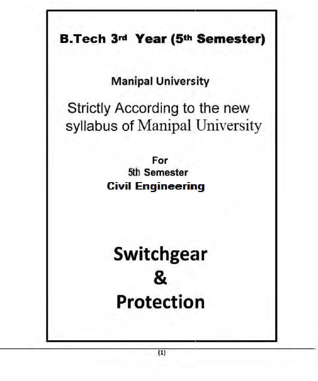Switchgear & Protection For Manipal University B.Tech 5th Sem Civil Engineering - Page 2
