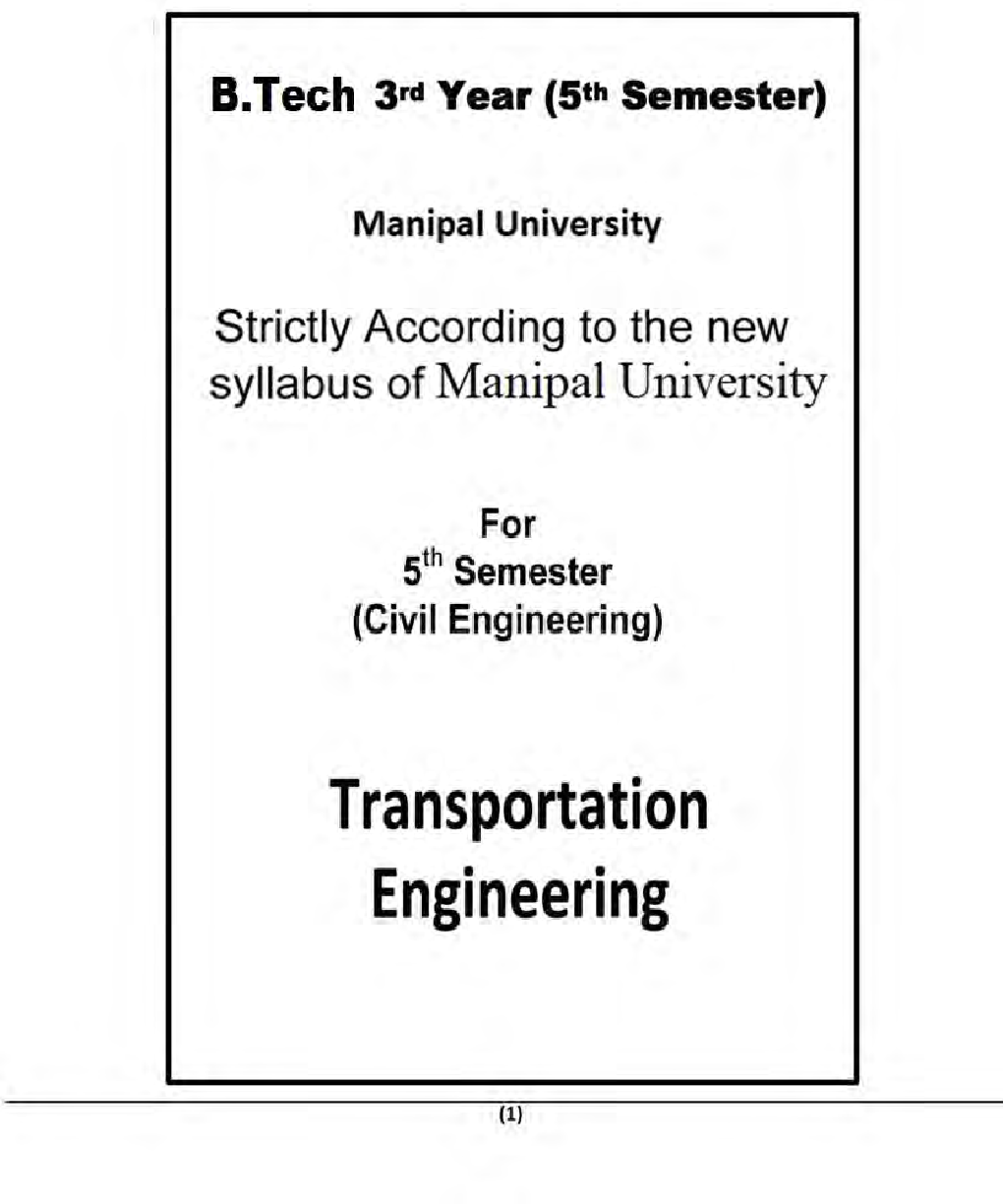Transportation Engineering For Manipal University B.Tech 5th Sem Civil Engineering - Page 2