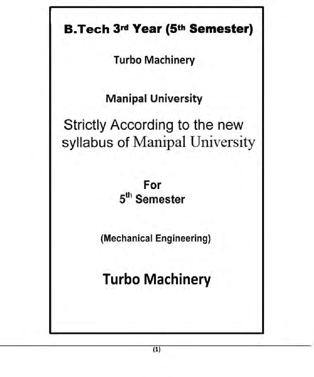Turbo Machinery For Manipal University B.Tech 5th Sem Mechanical Engineering - Page 2
